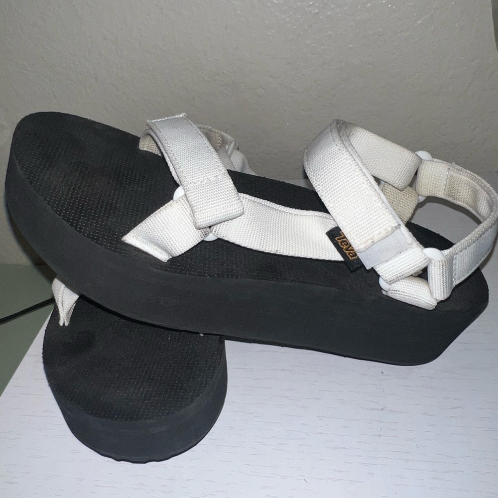 Teva White Strap Sandals with Black Sole